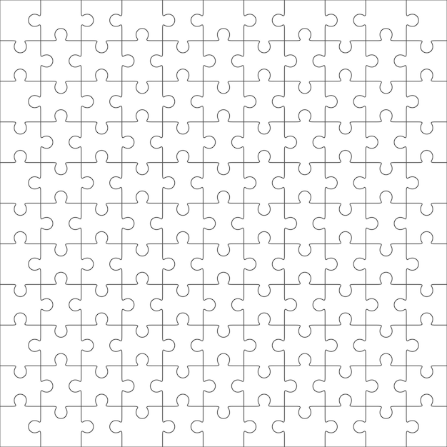 Jigsaw puzzle vector, blank simple template 11x11