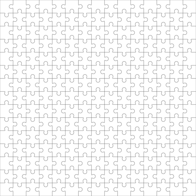 Jigsaw puzzle vector, blank simple template, 225 pieces
