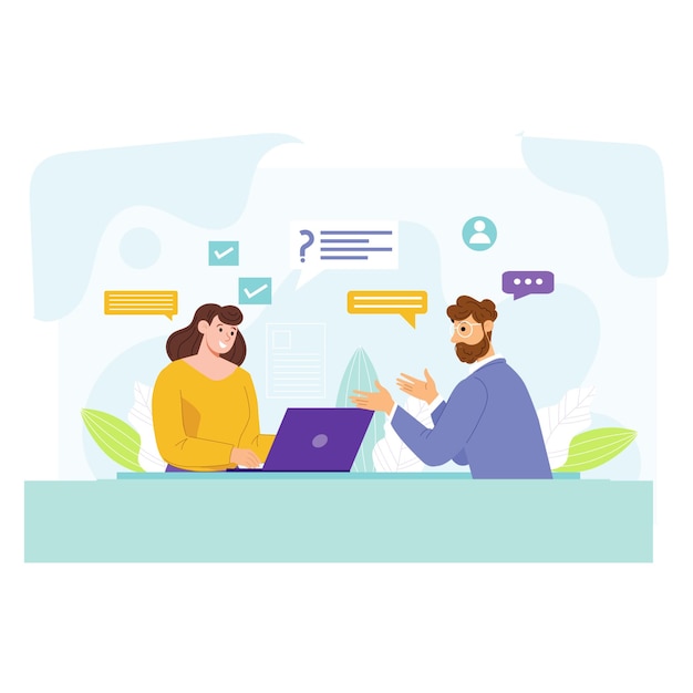 Job Interview Preparation Illustration Vector 2D Design