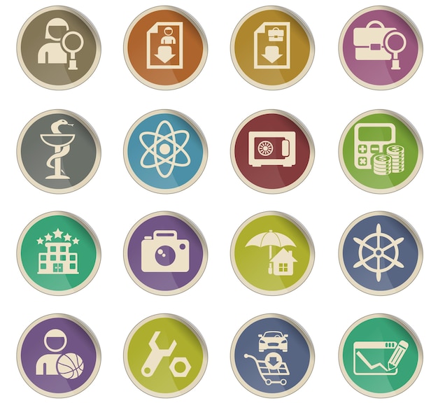 job search vector icons in the form of round paper labels