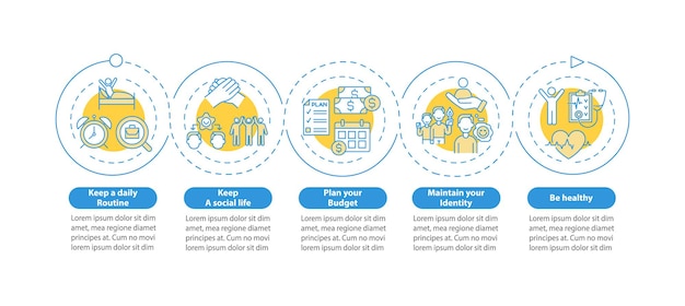Job transition tips infographic template. Successful lifestyle presentation design elements.