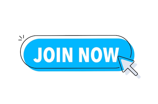 Join now button with cursor Pointer click Vector web button