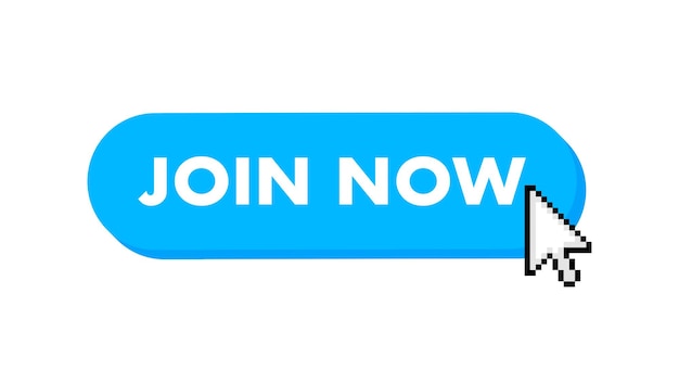 Join now button with cursor Pointer click Vector web button