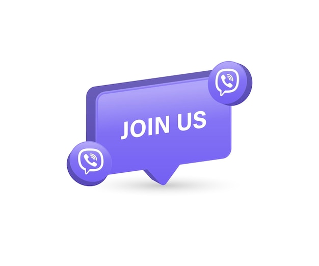 join us viber in 3d speech bubble with render viber icon logo contact us social media icons