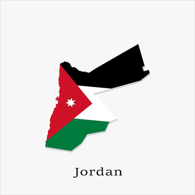 Jordan Map and Flag Color Vector Independence Day or National Jordan Flag Color Style Map design