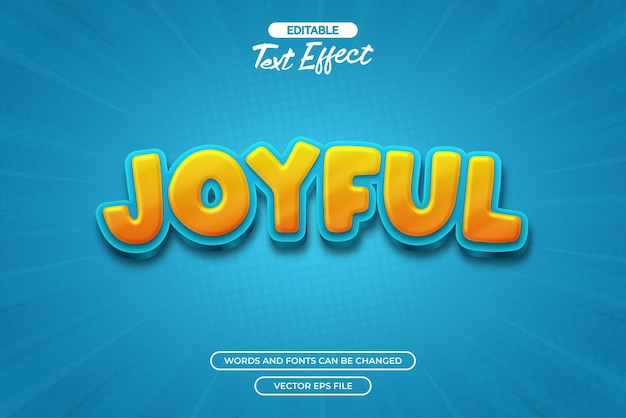 Joyful editable text effect with blue gradient background
