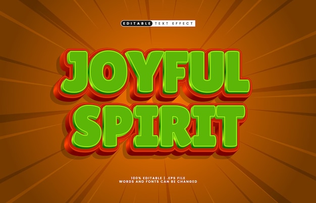 joyful spirit editable text effect with a kids and joy text style