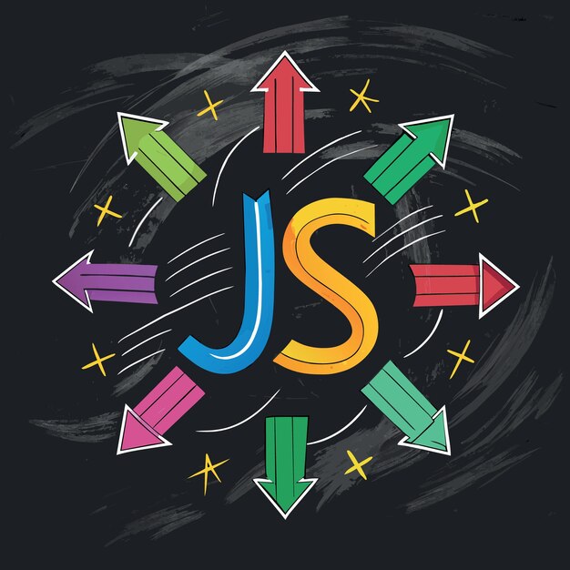 JS Javascript modern programming language for software development or application concept multi c