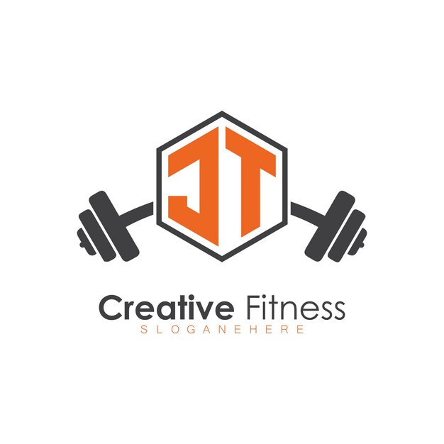 JT initial monogram for Fitness logo with Polygon style design