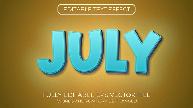 July editable text effect sign headline title