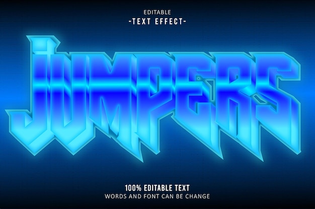 Jumpers editable text effect 3d emboss neon style