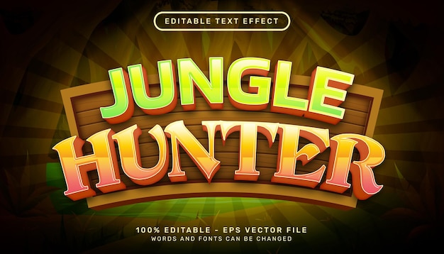 jungle hunter 3d text effect and editable text effect