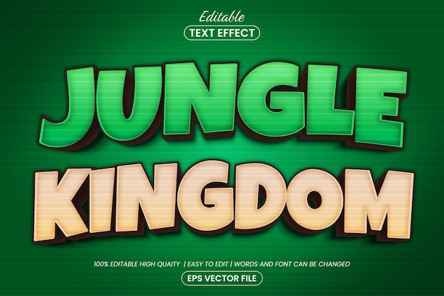 Jungle kingdom 3d cartoon text style editable text effect