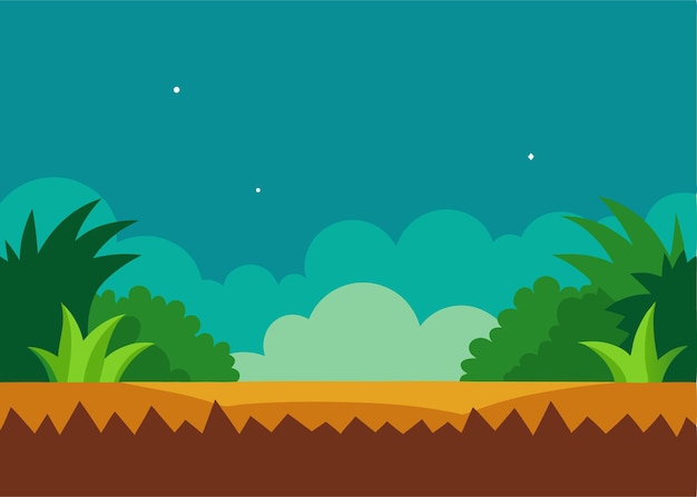 Jungle Landscape with Sky and Trees