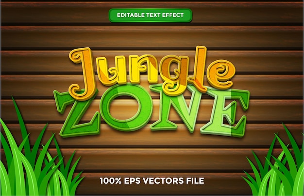 Jungle zone text effect, editable cartoon and forest text style Premium Vector