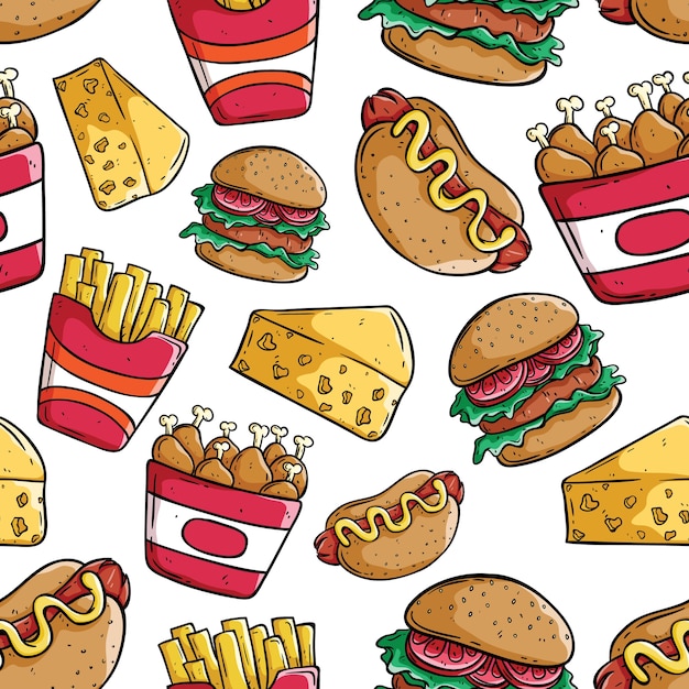 Junk food seamless pattern 