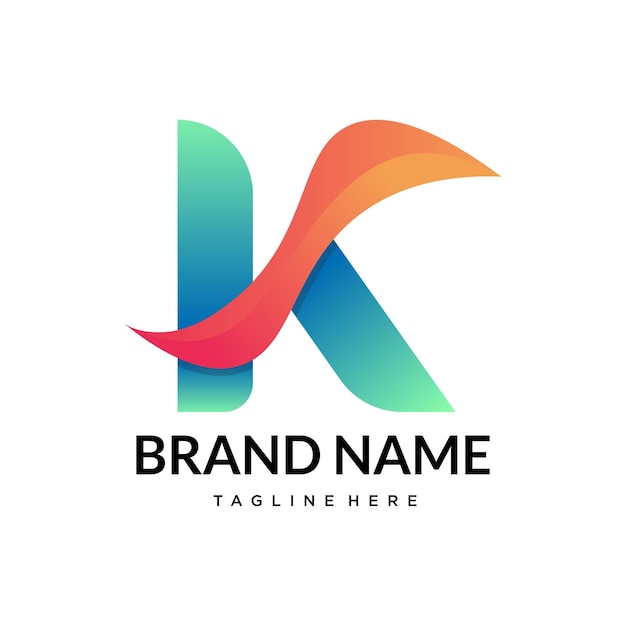 K gradient abstract letter logo
