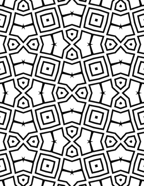 Kaleidoscope Geometric Pattern Background Repeated Illustration Black And White Lineart