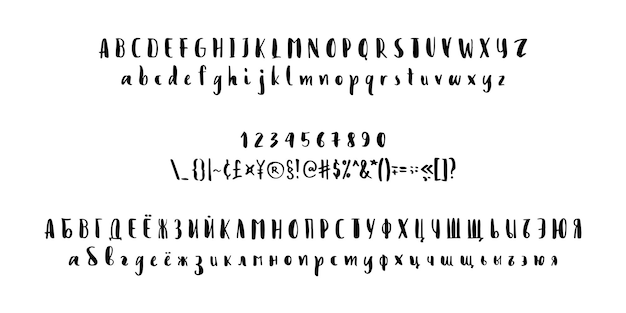 Kalligrafi Alfabet Latin och Kyrillisk kursiv stil