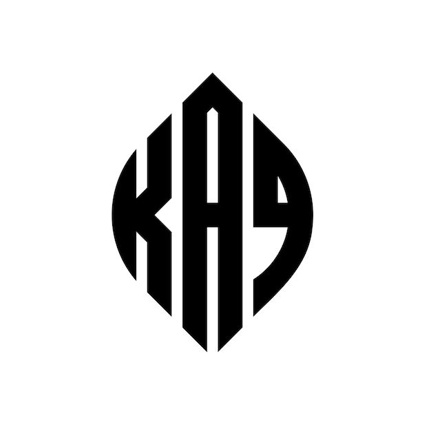 KAQ circle letter logo design with circle and ellipse shape KAQ ellipse letters with typographic style The three initials form a circle logo KAQ Circle Emblem Abstract Monogram Letter Mark Vector