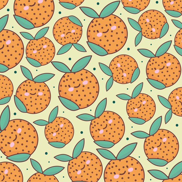 Kawaii orange cartoon funny pattern