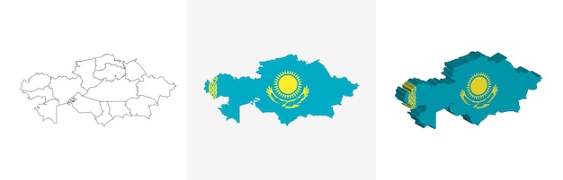 Kazakhstan Map and Flag Illustration