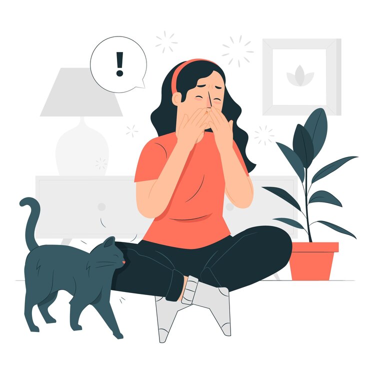 Vektör kedi alerjisi konsepti illüstrasyonu