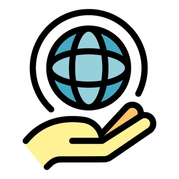 keep earth gravity icon outline keep earth gravity vector icon color flat isolated