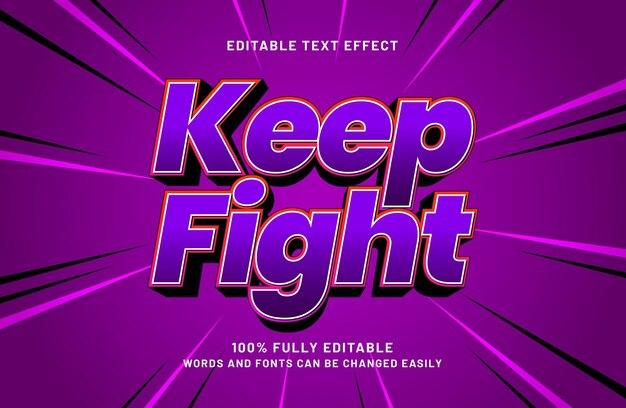 keep fight editable text effect in kids and happy text style