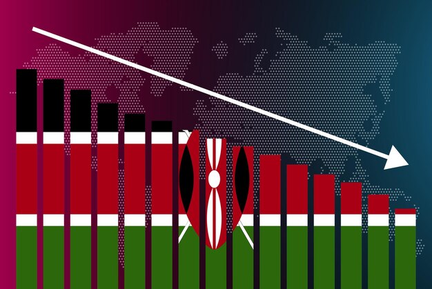 kenya bar chart graph decreasing values crisis and downgrade news banner fail and decrease