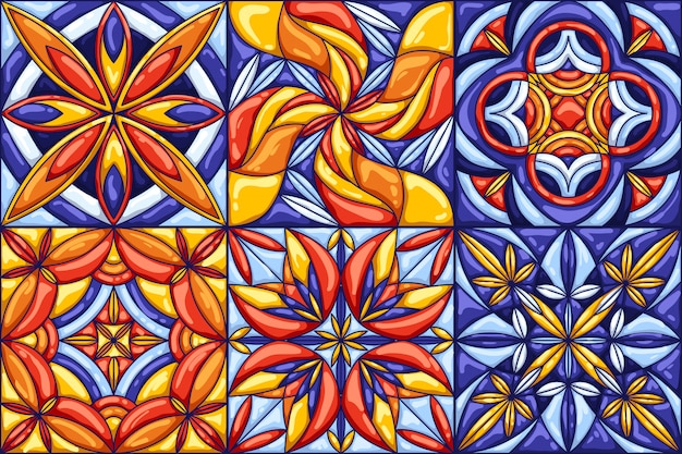 Keramisk flisemønster. Traditionel udsmykket mexicansk talavera, portugisisk azulejo eller spansk majolica