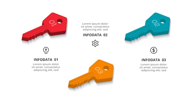 key concept for infographic with 3 steps options parts or processes business data visualization