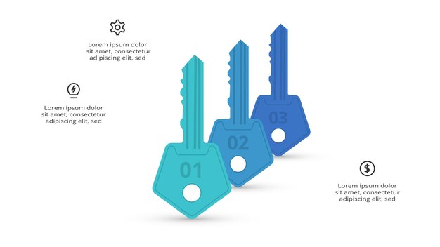 key concept for infographic with 3 steps options parts or processes business data visualization