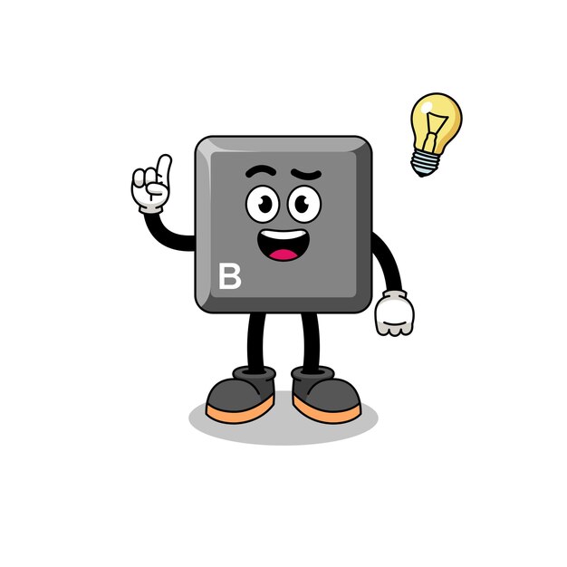 Keyboard B key cartoon with get an idea pose
