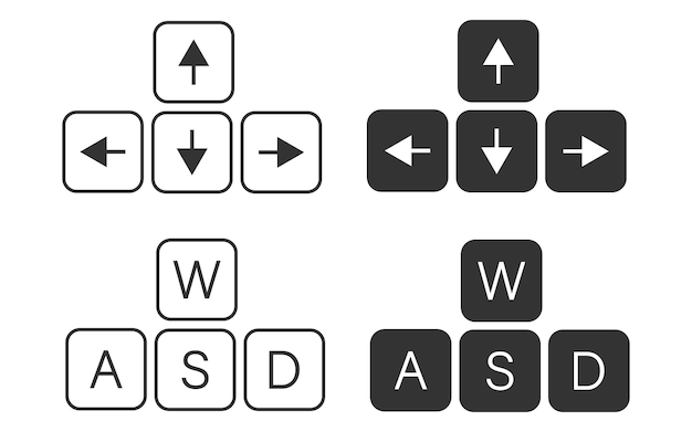Keyboard button arrow and WASD dial icon Designed for games symbol Sign keypad vector