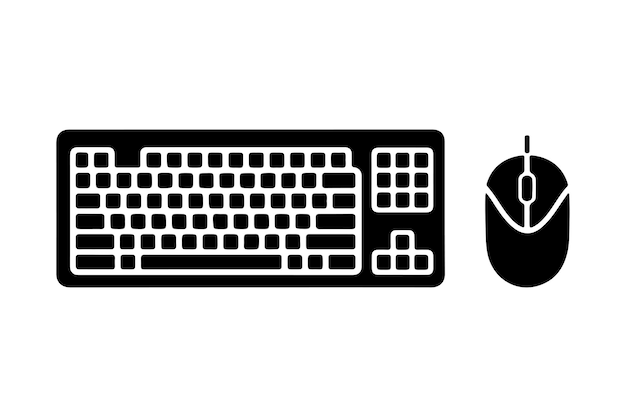 Keyboard mouse icon silhouette art vector on white background