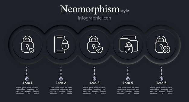 keyhole icon set lock cursor smartphone password folder gear neomorphism style vector line icon for business and advertising