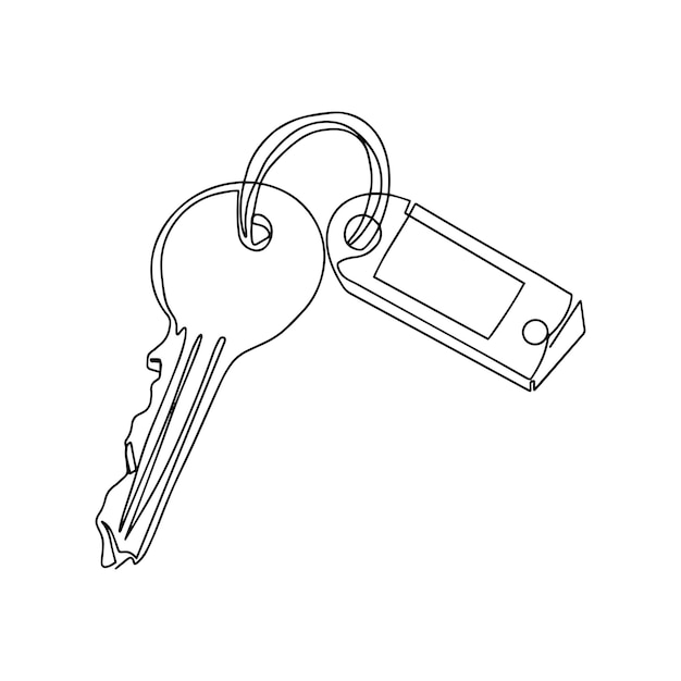 Keys linear icon Continuous line drawing Fashion minimalist illustration