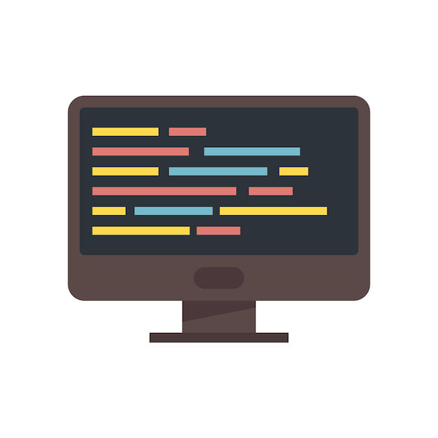 Kid coding icon flat vector Computer education School smart software isolated