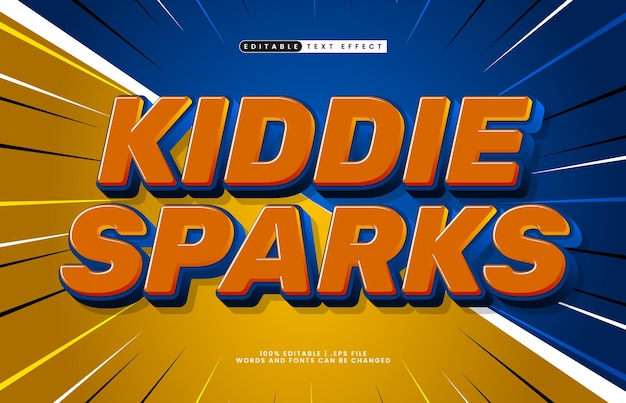 kiddie sparks editable text effect with a comic and cartoon text style