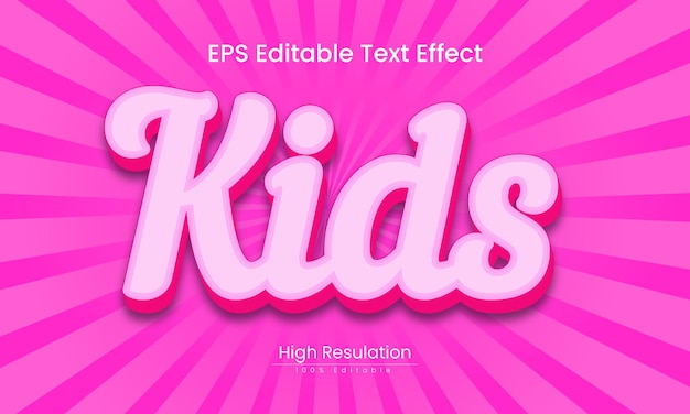 Kids 3d text effect vector file essay editable
