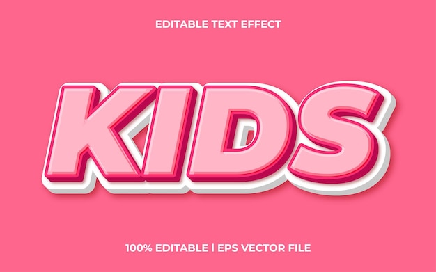 kids 3d text effect with trendy theme. pink text lettering typography font style