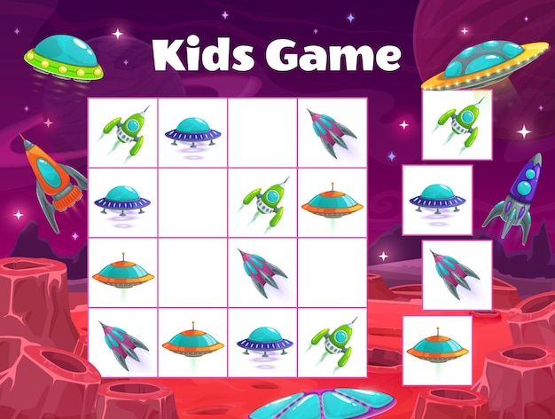 Kids maze game with spaceships