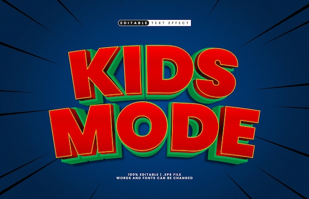 kids mode editable text effect with a child and fun text style