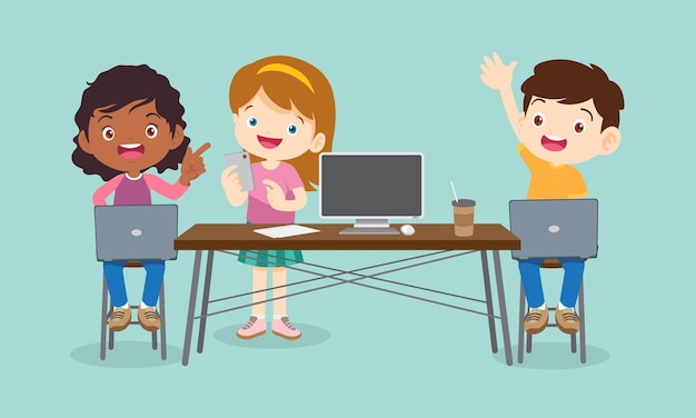 kids on online learning education courses