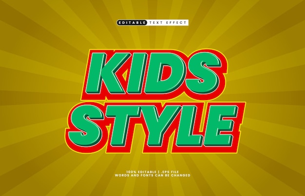 kids style editable text effect with a kids and game text style