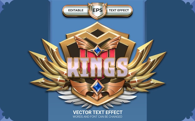 king of kings achievement game badge with editable text effects and golden theme