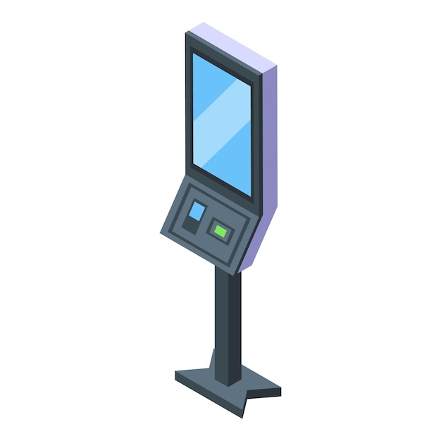 kiosk touchscreen icon isometric vector hand system mobile smart
