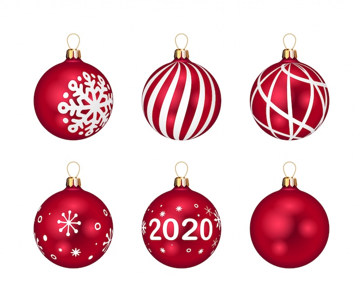 Vektör kırmızı noel topları seti