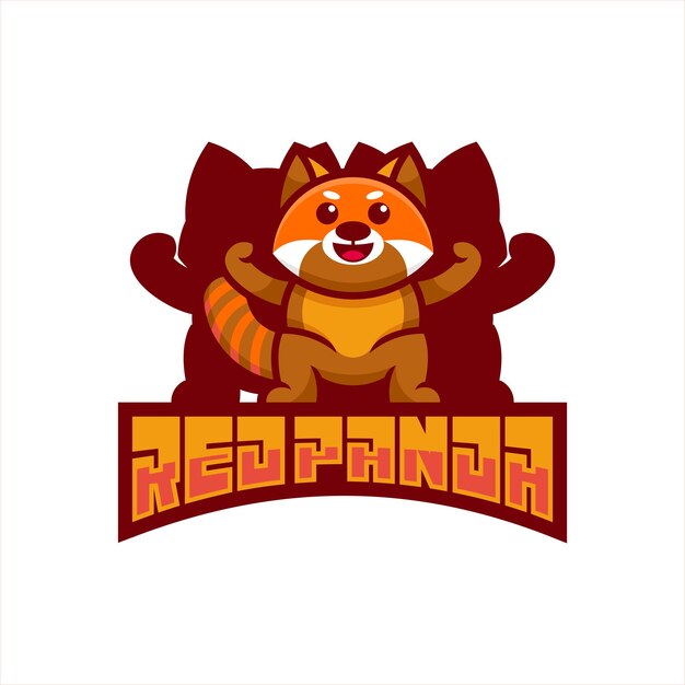 Kırmızı panda maskotu vektör logo tasarımı